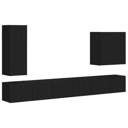 vidaXL TV Wall Cabinet Set 6 pcs Black 2