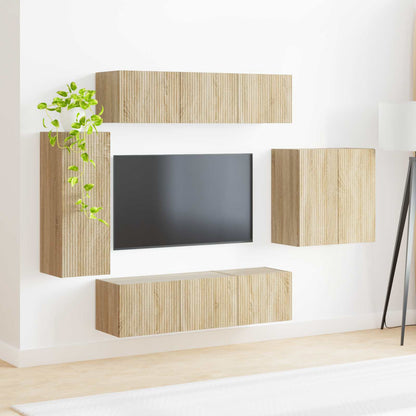 vidaXL TV Wall Cabinet Set 6 pcs Sonoma Oak 4