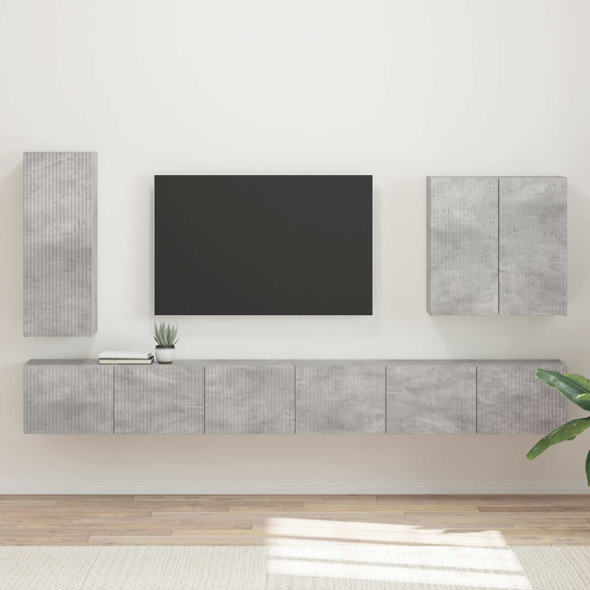 vidaXL TV Wall Cabinet Set 6 pcs Concrete Grey 1