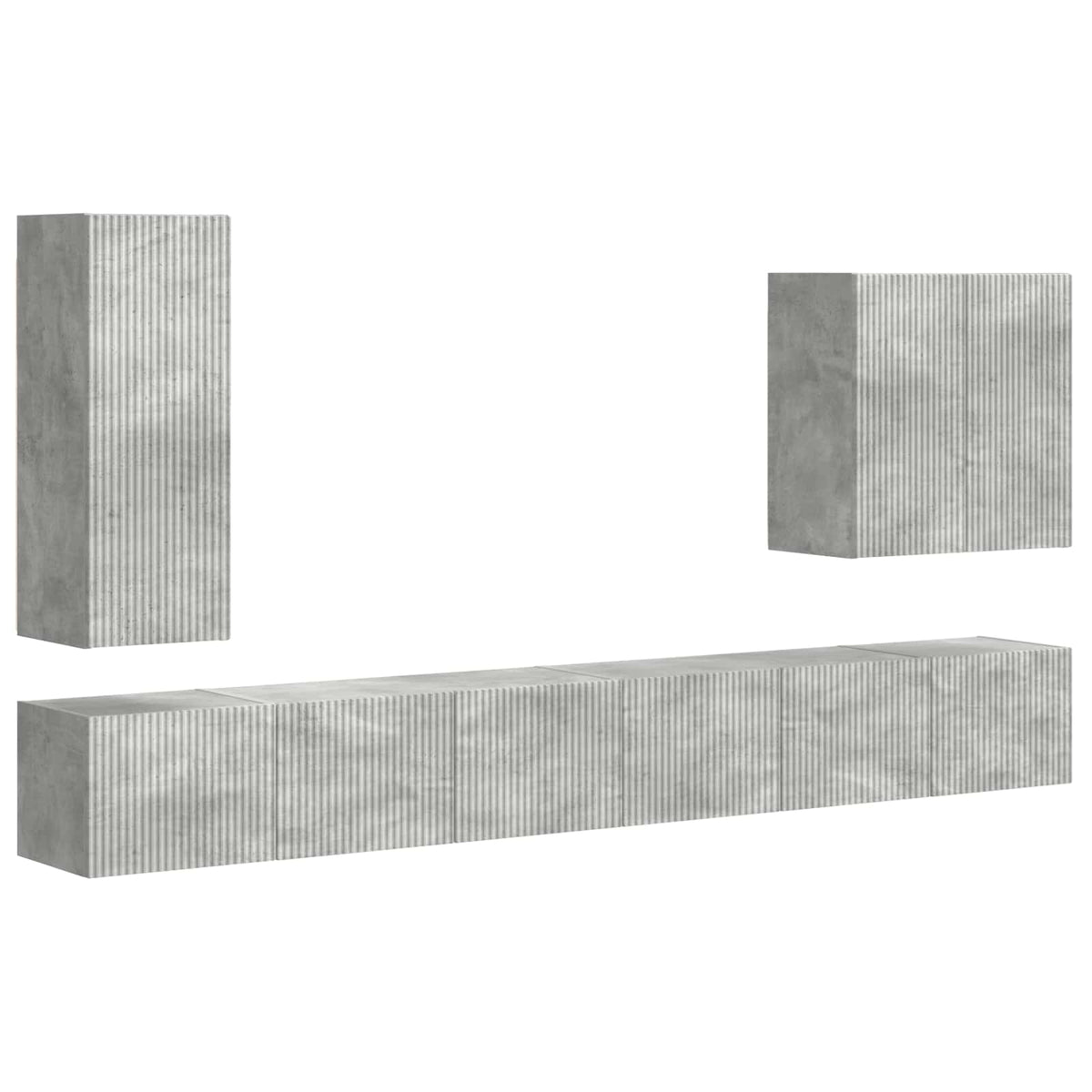 vidaXL TV Wall Cabinet Set 6 pcs Concrete Grey 2