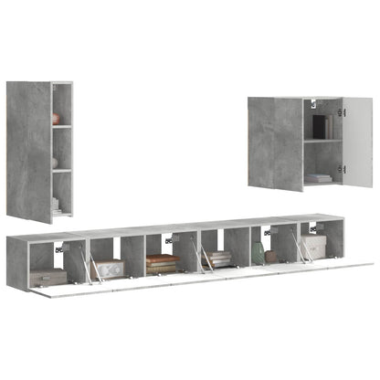 vidaXL TV Wall Cabinet Set 6 pcs Concrete Grey 3