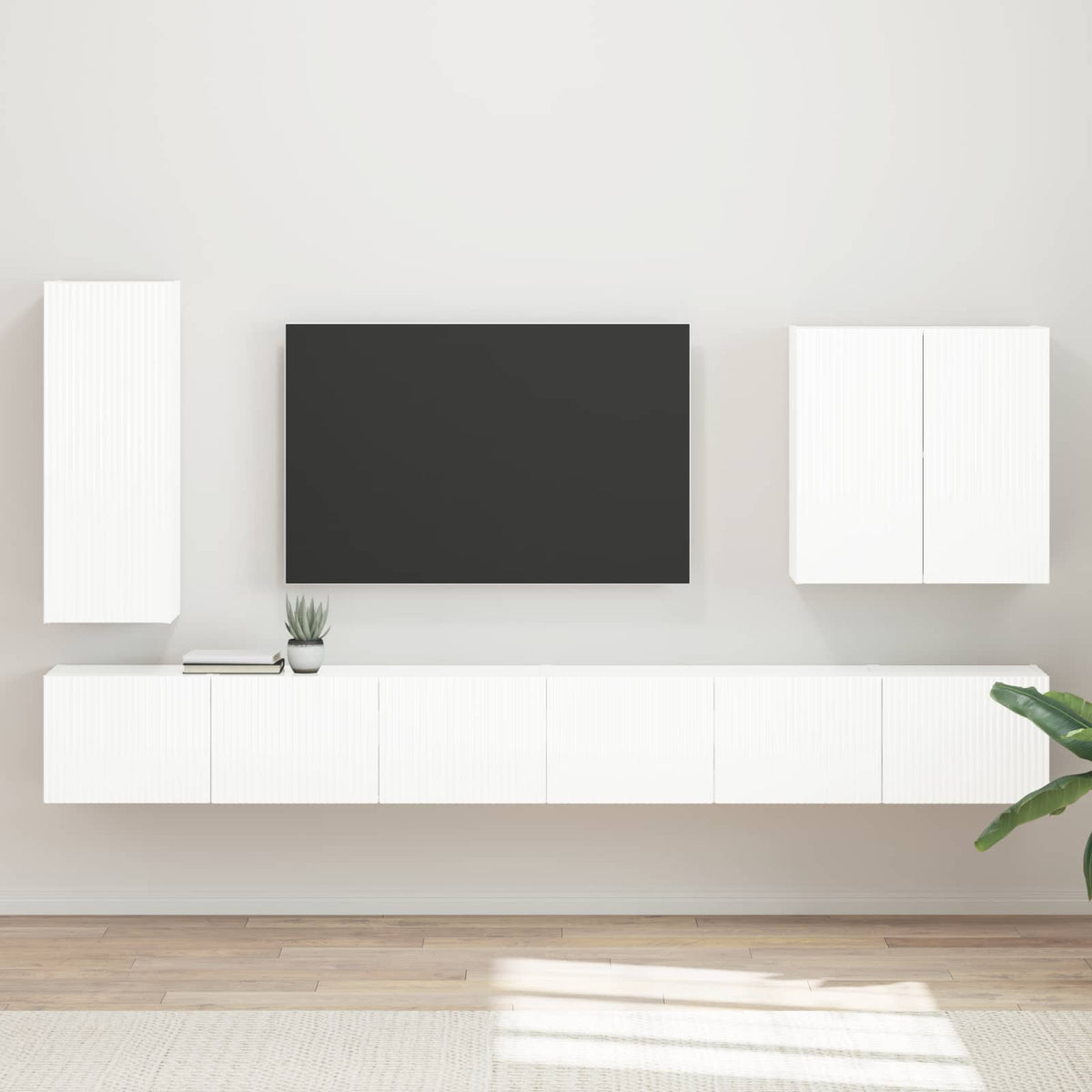 vidaXL TV Wall Cabinet Set 6 pcs High Gloss White 1