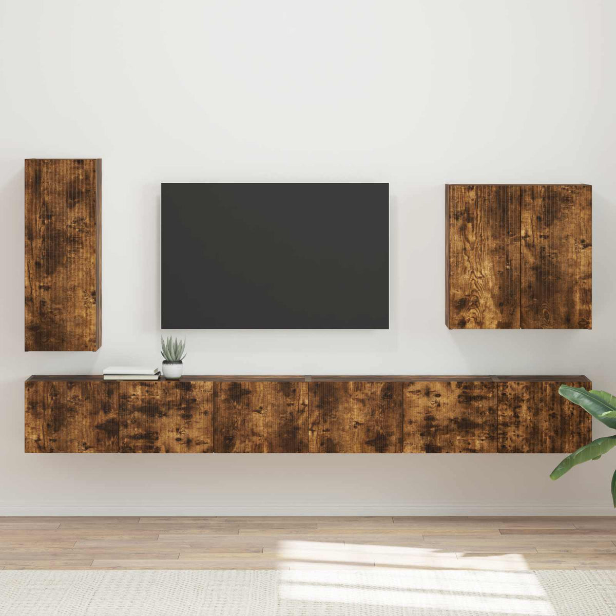 vidaXL TV Wall Cabinet Set 6 pcs Smoked Oak 1