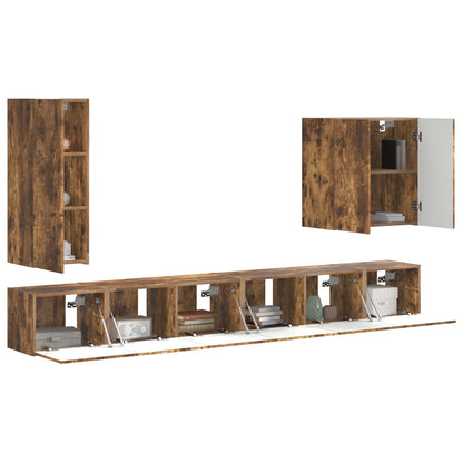 vidaXL TV Wall Cabinet Set 6 pcs Smoked Oak 3
