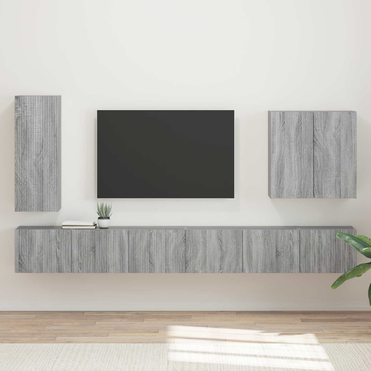 vidaXL TV Wall Cabinet Set 6 pcs Grey Sonoma 1