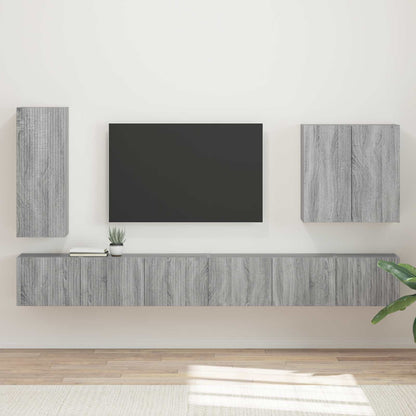 vidaXL TV Wall Cabinet Set 6 pcs Grey Sonoma 1