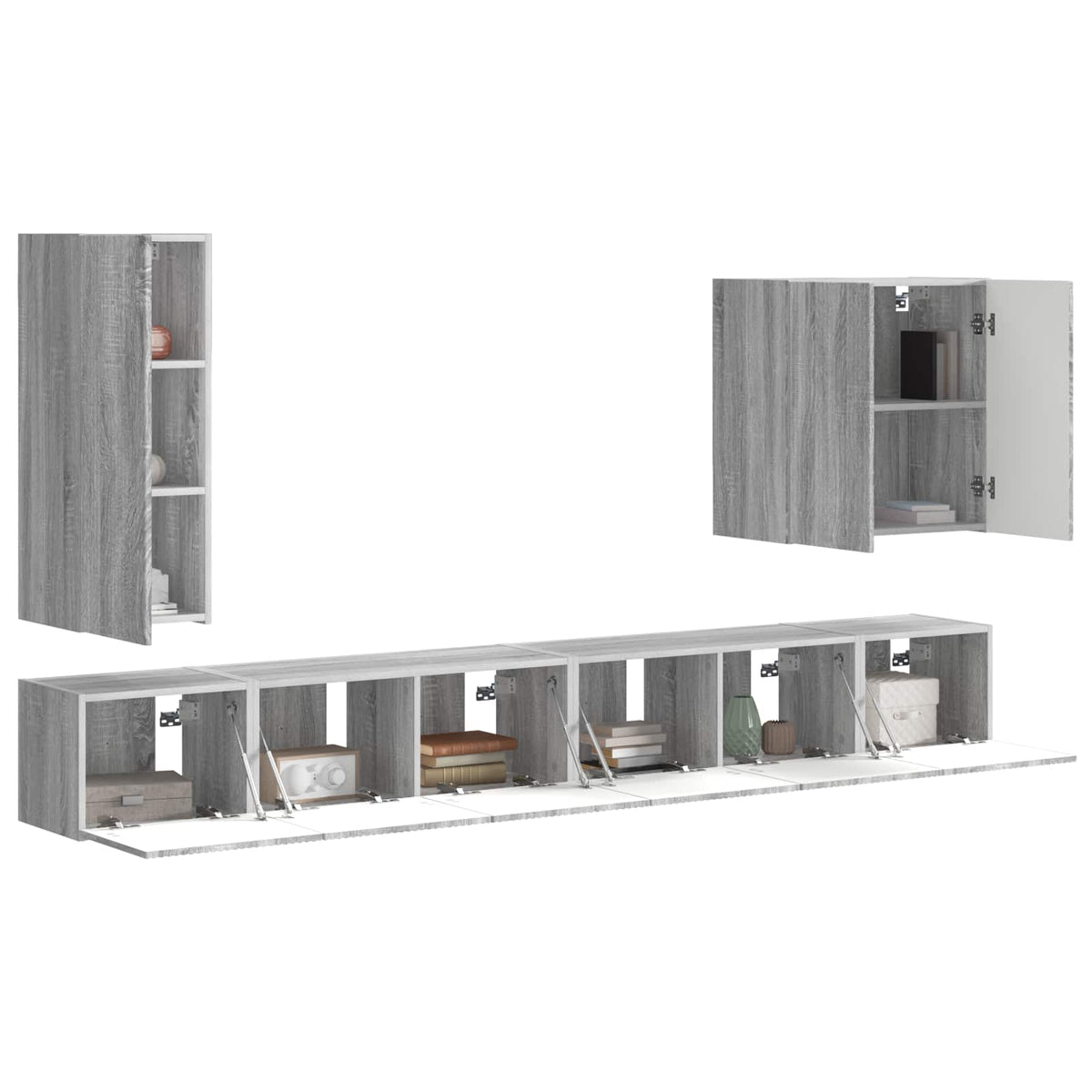 vidaXL TV Wall Cabinet Set 6 pcs Grey Sonoma 3