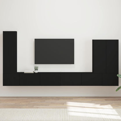 vidaXL TV Wall Cabinet Set 6 pcs Black 1