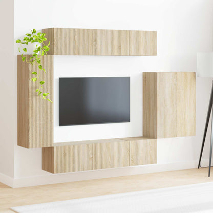 vidaXL TV Wall Cabinet Set 6 pcs Sonoma Oak 4