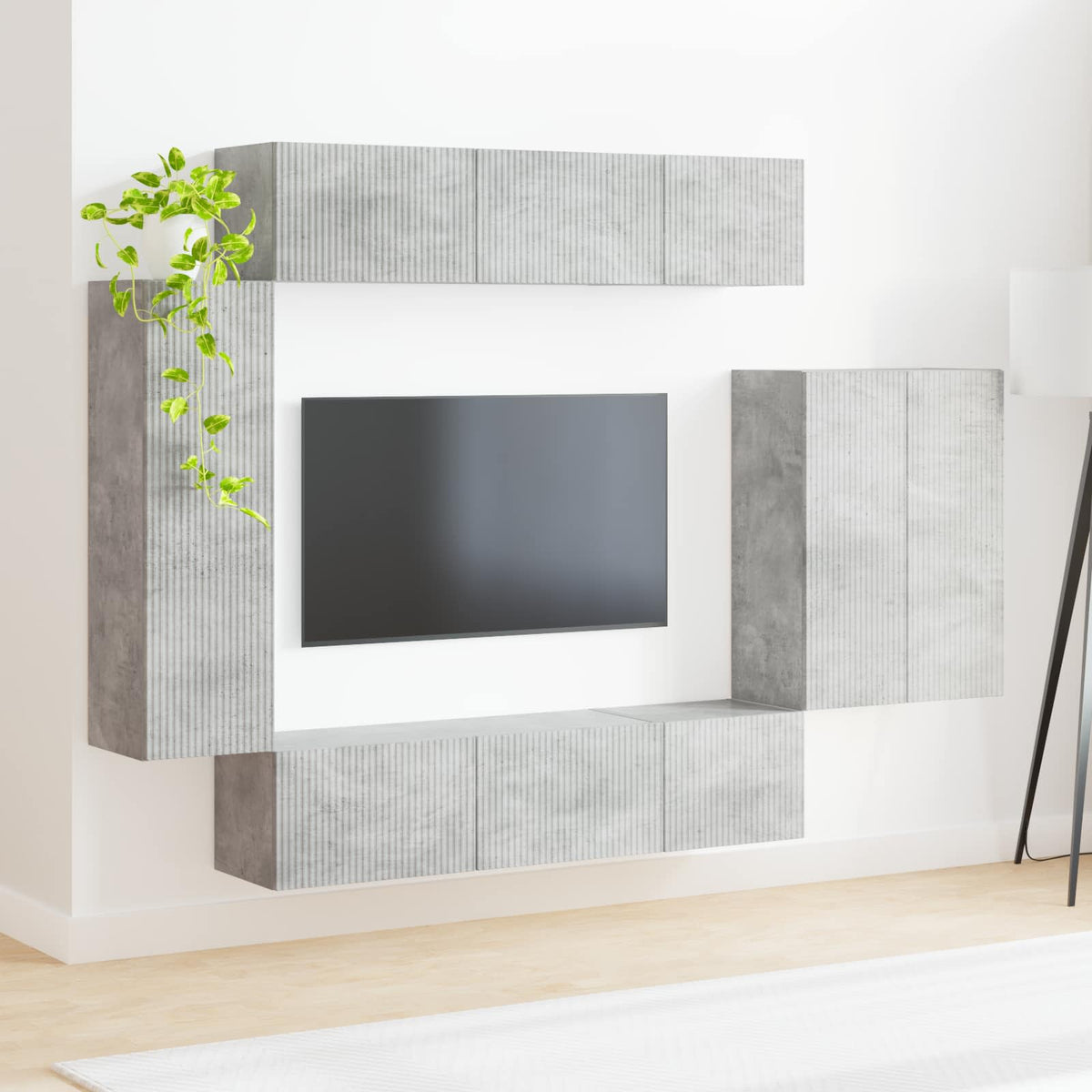 vidaXL TV Wall Cabinet Set 6 pcs Concrete Grey 4