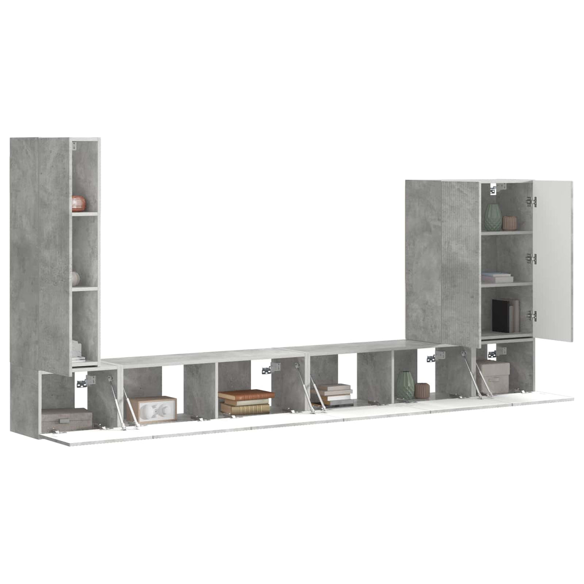 vidaXL TV Wall Cabinet Set 6 pcs Concrete Grey 3