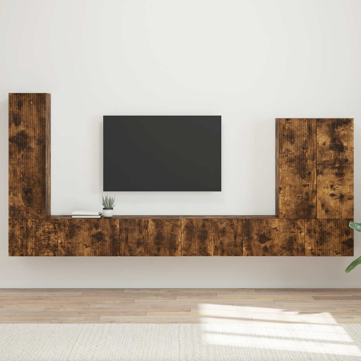 vidaXL TV Wall Cabinet Set 6 pcs Smoked Oak 1