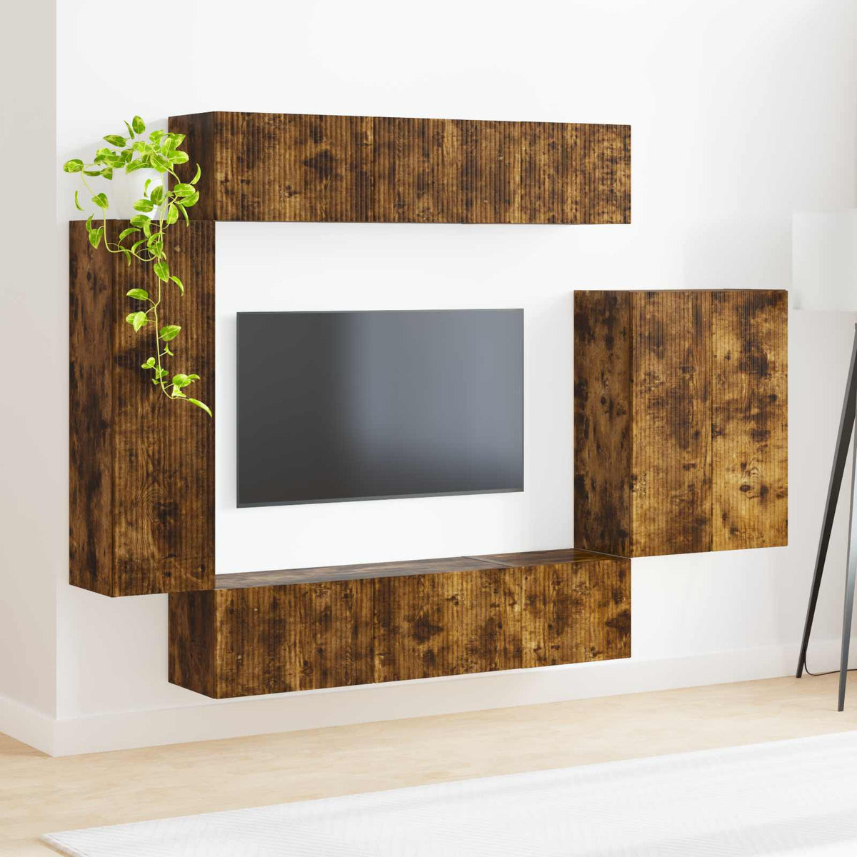 vidaXL TV Wall Cabinet Set 6 pcs Smoked Oak 4