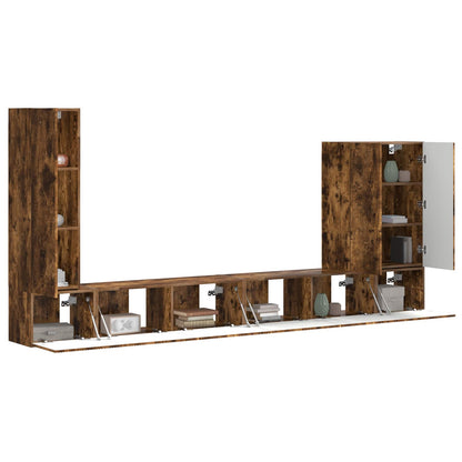vidaXL TV Wall Cabinet Set 6 pcs Smoked Oak 3