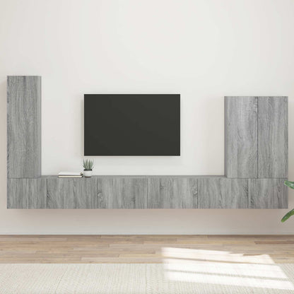 vidaXL TV Wall Cabinet Set 6 pcs Grey Sonoma 1