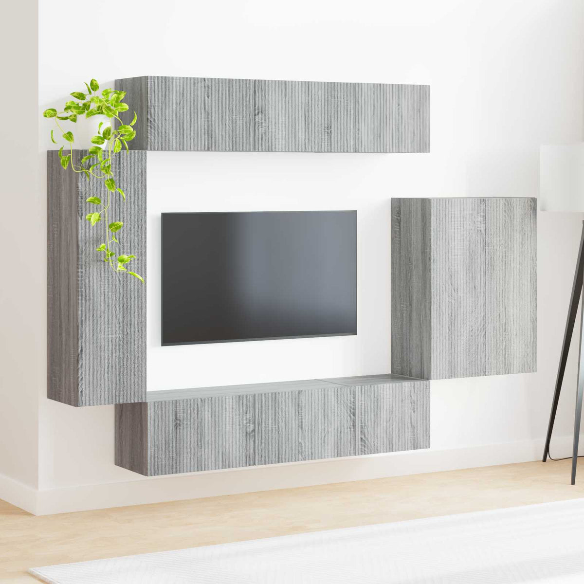 vidaXL TV Wall Cabinet Set 6 pcs Grey Sonoma 4