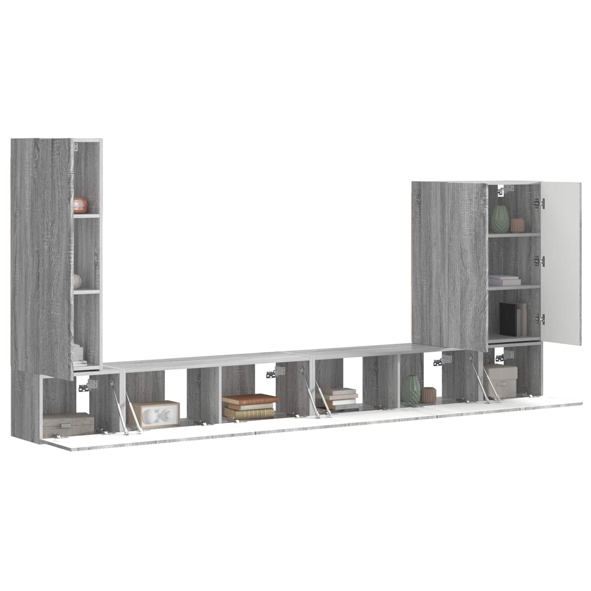 vidaXL TV Wall Cabinet Set 6 pcs Grey Sonoma 3