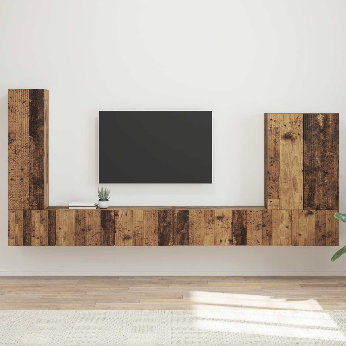 vidaXL TV Wall Cabinet Set 6 pcs Old Wood 1
