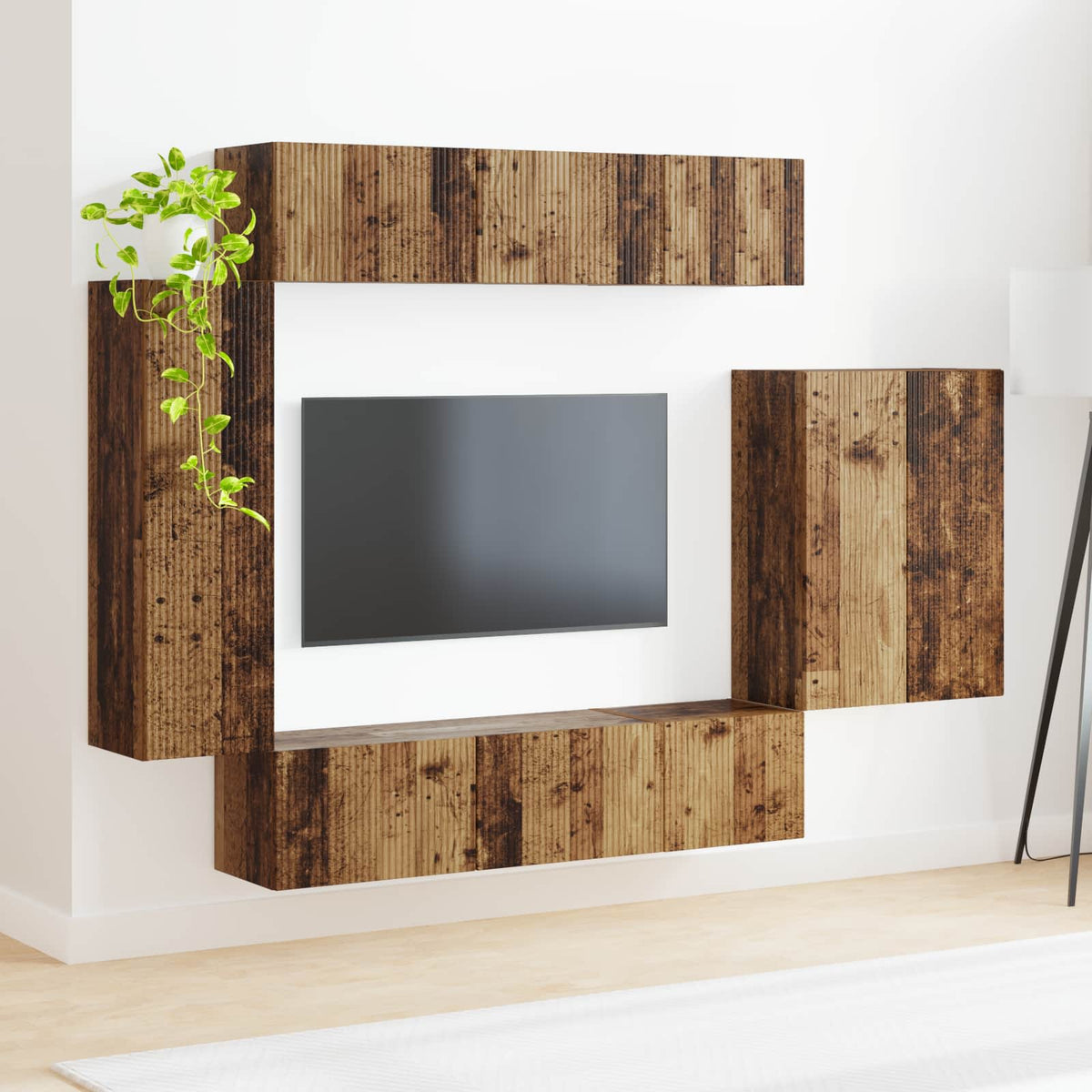 vidaXL TV Wall Cabinet Set 6 pcs Old Wood 4