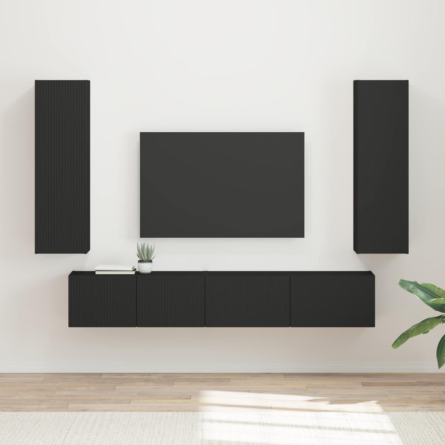 vidaXL TV Cabinet Set 3 pcs Black Engineered Wood 1