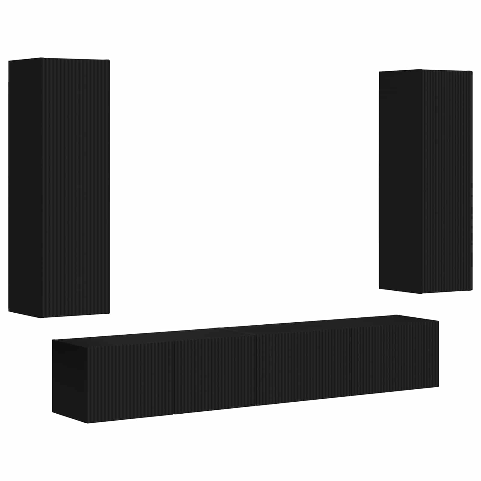 vidaXL TV Cabinet Set 3 pcs Black Engineered Wood 2
