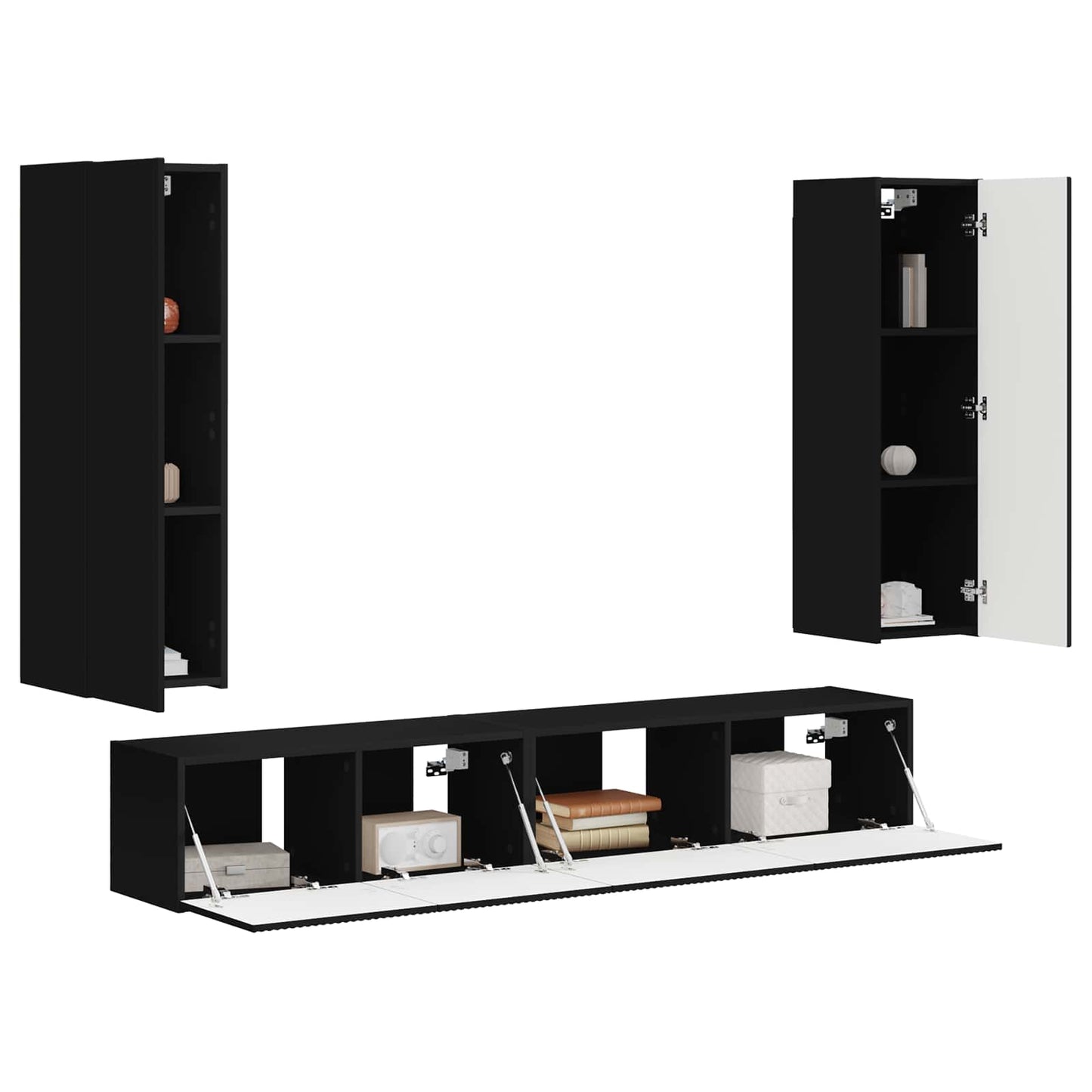 vidaXL TV Cabinet Set 3 pcs Black Engineered Wood 3