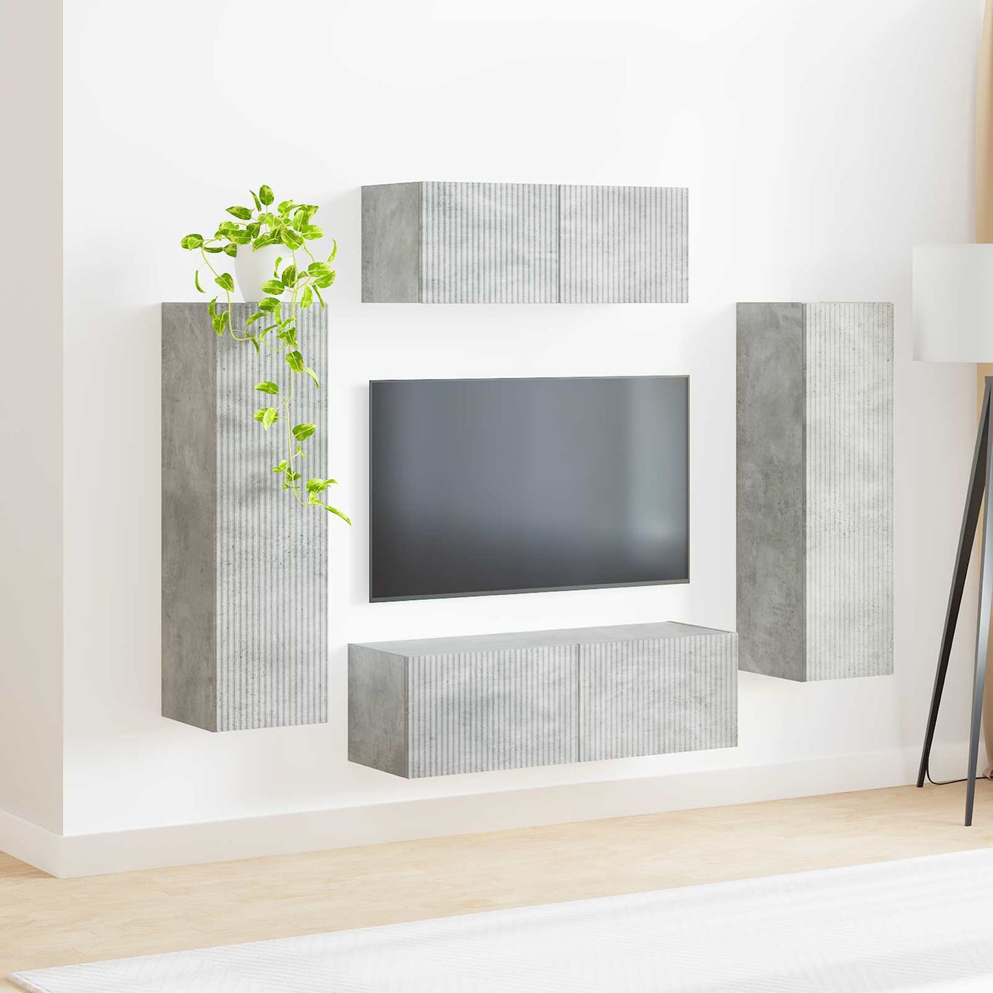 vidaXL TV Cabinet Set 3 pcs Concrete Grey Engineered Wood 4