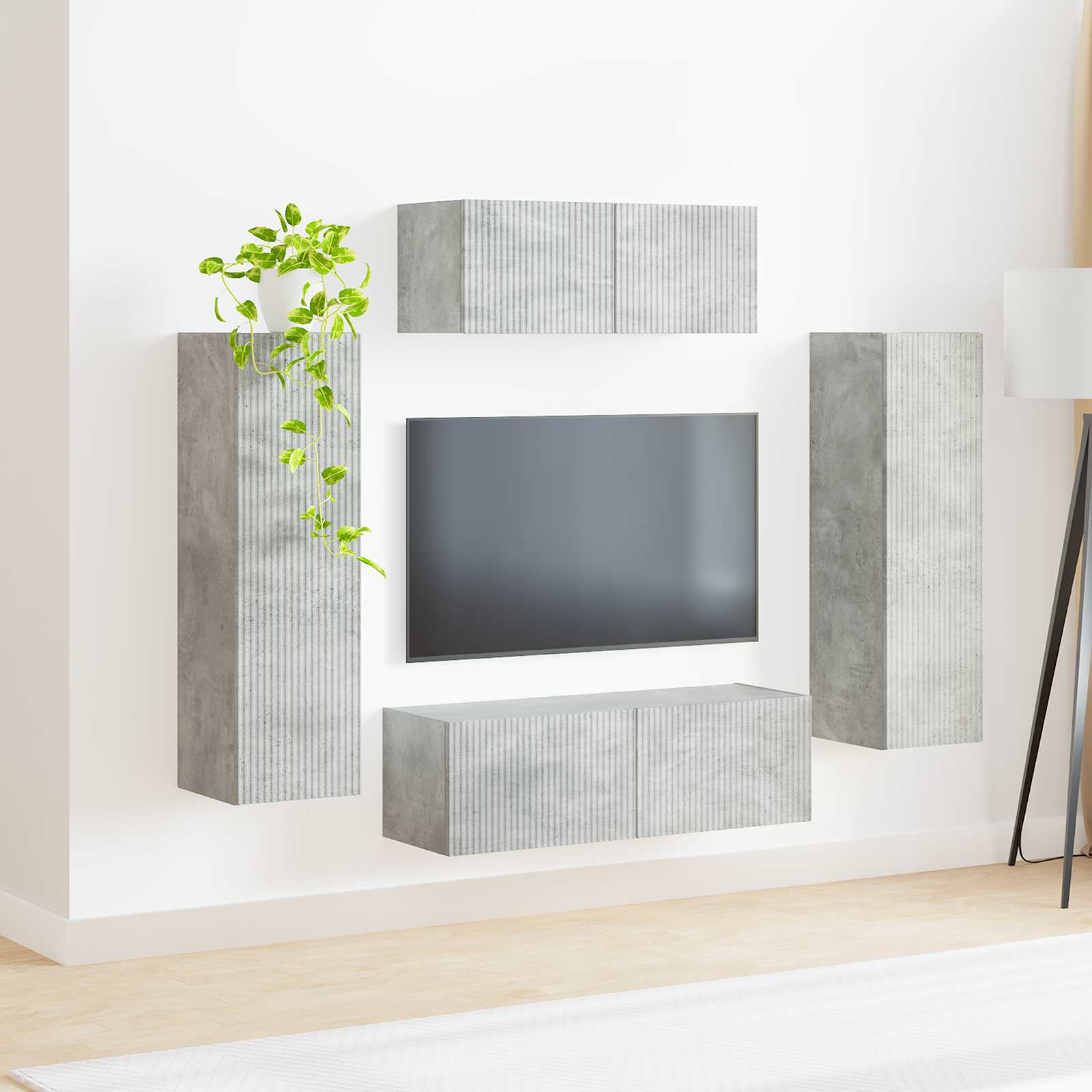 vidaXL TV Cabinet Set 3 pcs Concrete Grey Engineered Wood 4