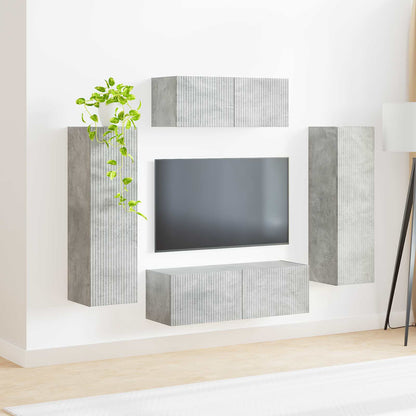 vidaXL TV Cabinet Set 3 pcs Concrete Grey Engineered Wood 4