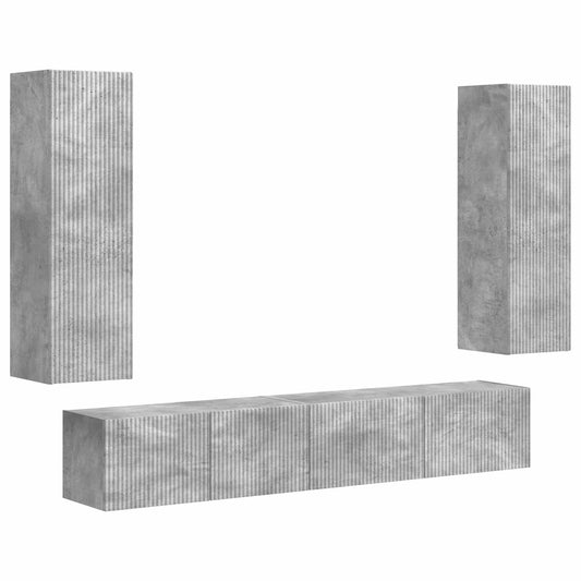 vidaXL TV Cabinet Set 3 pcs Concrete Grey Engineered Wood 2