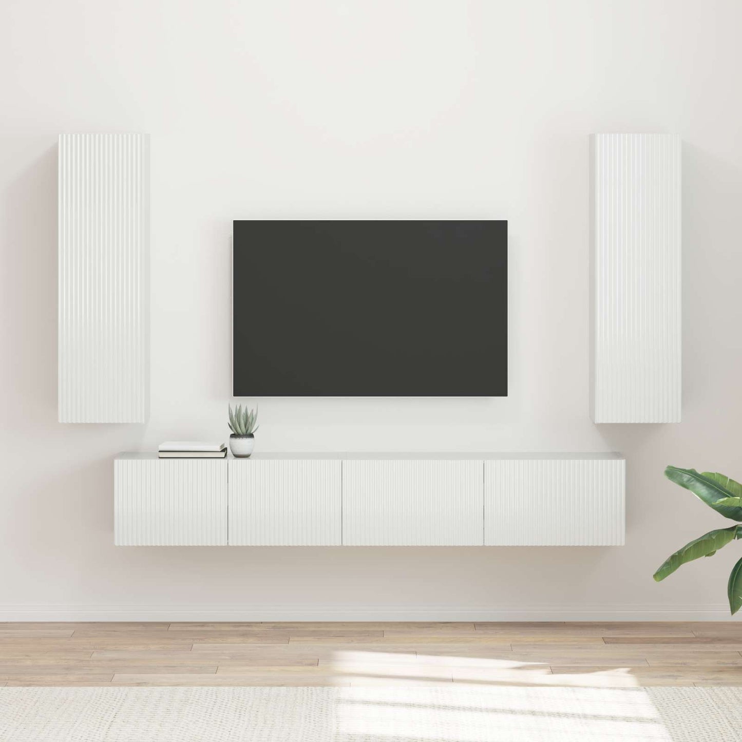 vidaXL TV Cabinet Set 3 pcs High Gloss White Engineered Wood 1