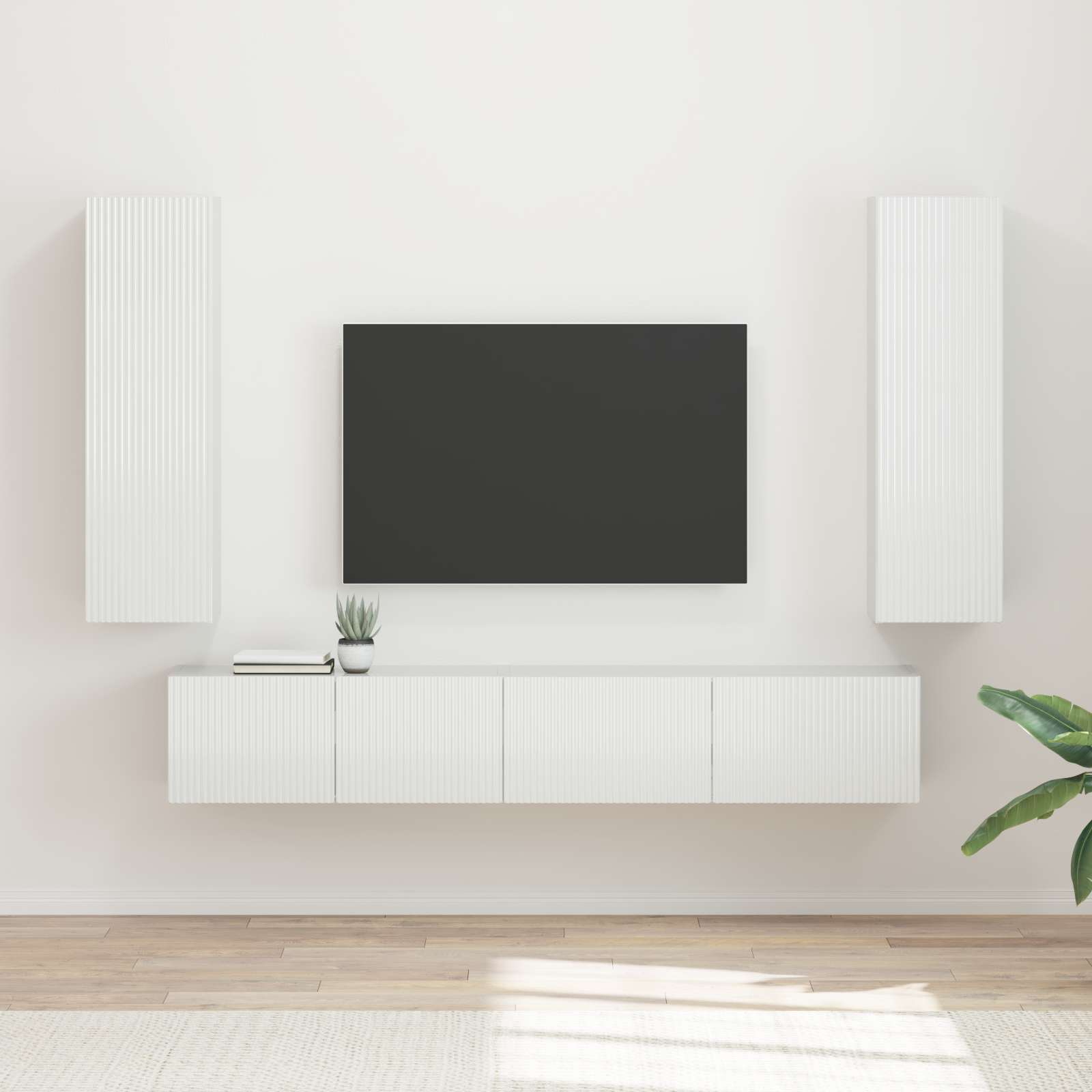 vidaXL TV Cabinet Set 3 pcs High Gloss White Engineered Wood 1