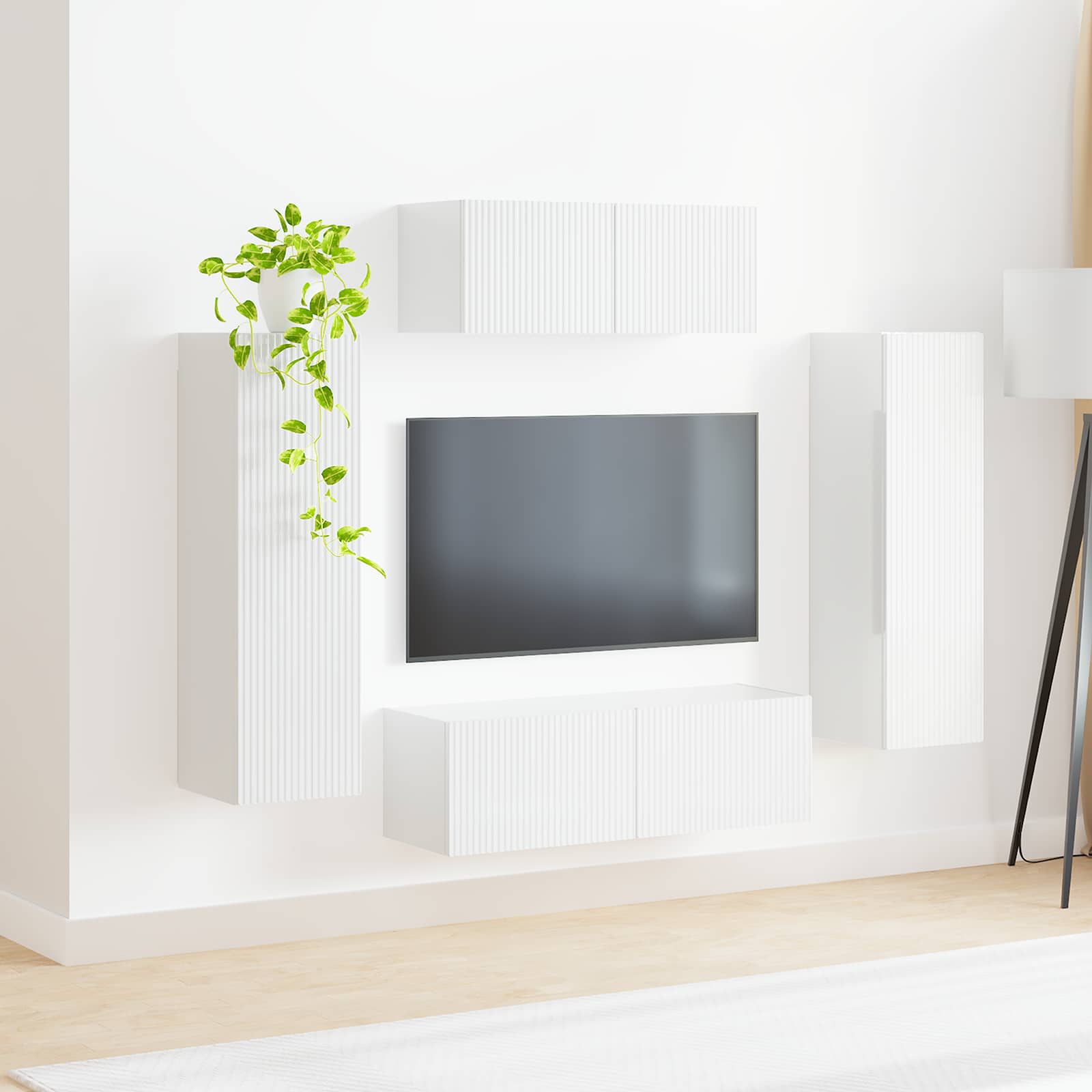 vidaXL TV Cabinet Set 3 pcs High Gloss White Engineered Wood 4
