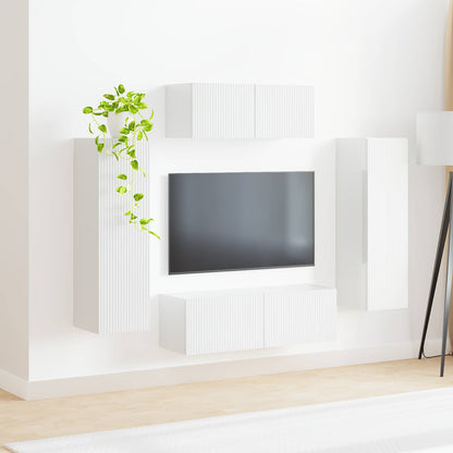 vidaXL TV Cabinet Set 3 pcs High Gloss White Engineered Wood 4