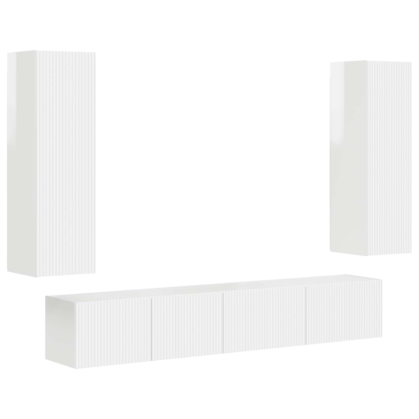 vidaXL TV Cabinet Set 3 pcs High Gloss White Engineered Wood 2