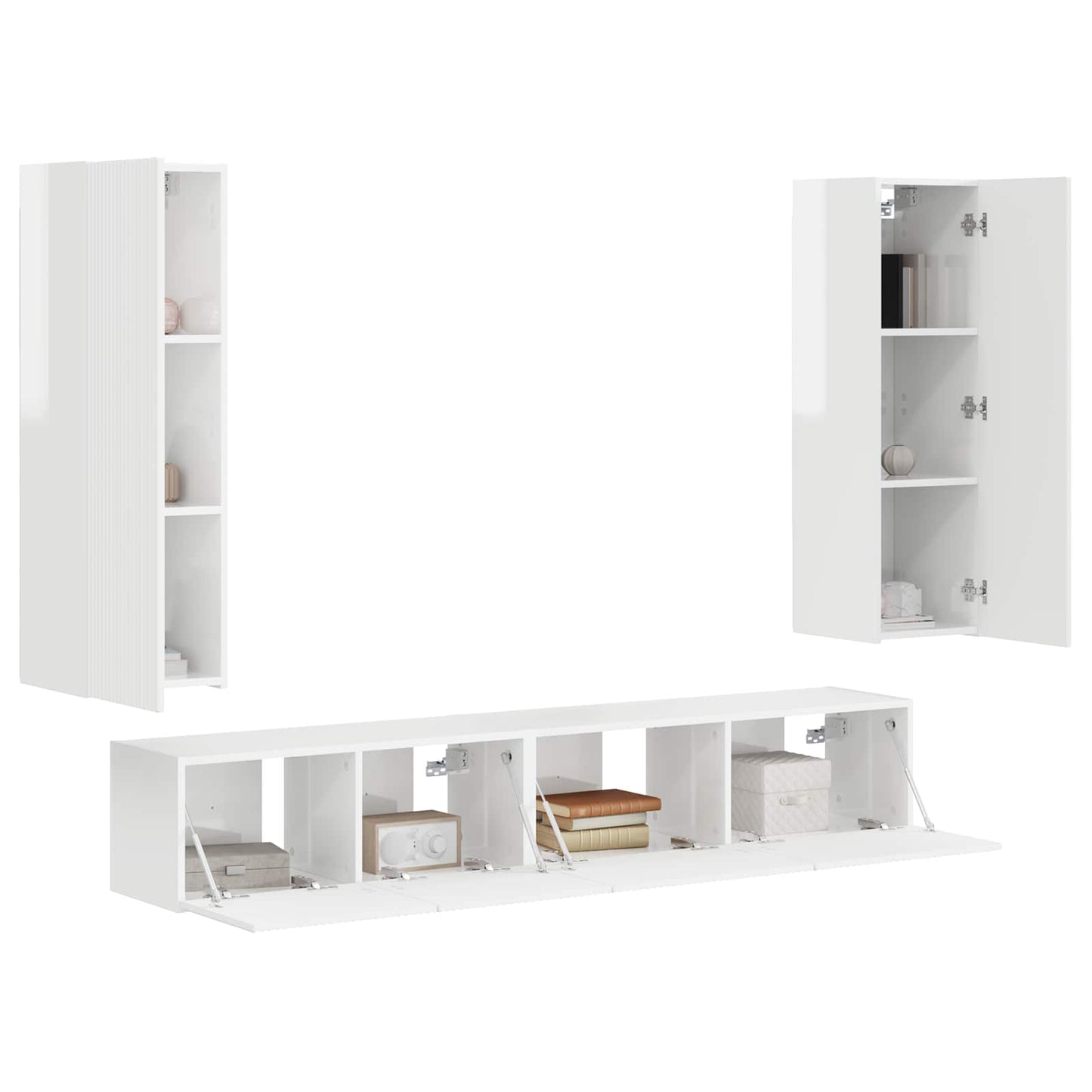 vidaXL TV Cabinet Set 3 pcs High Gloss White Engineered Wood 3