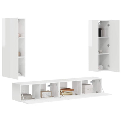 vidaXL TV Cabinet Set 3 pcs High Gloss White Engineered Wood 3