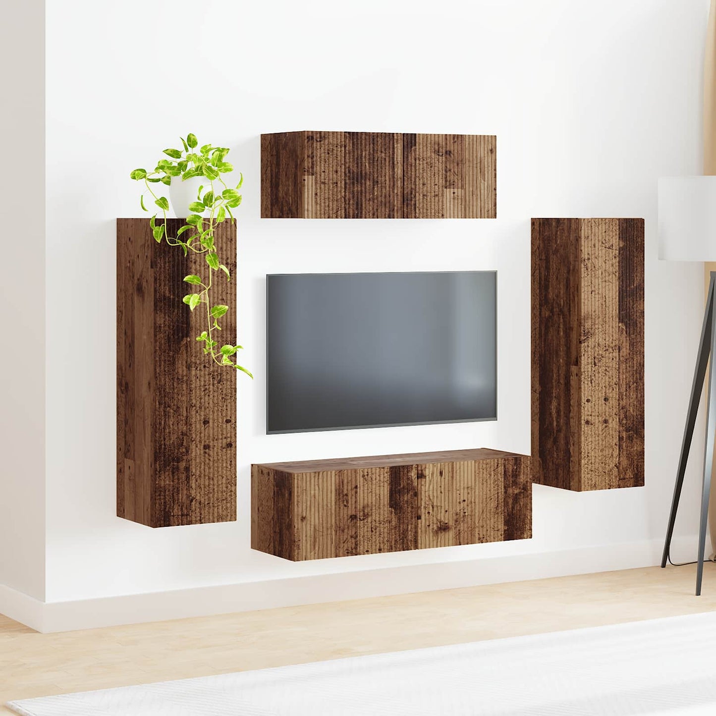 vidaXL TV Cabinet Set 3 pcs Smoked Oak Engineered Wood 4