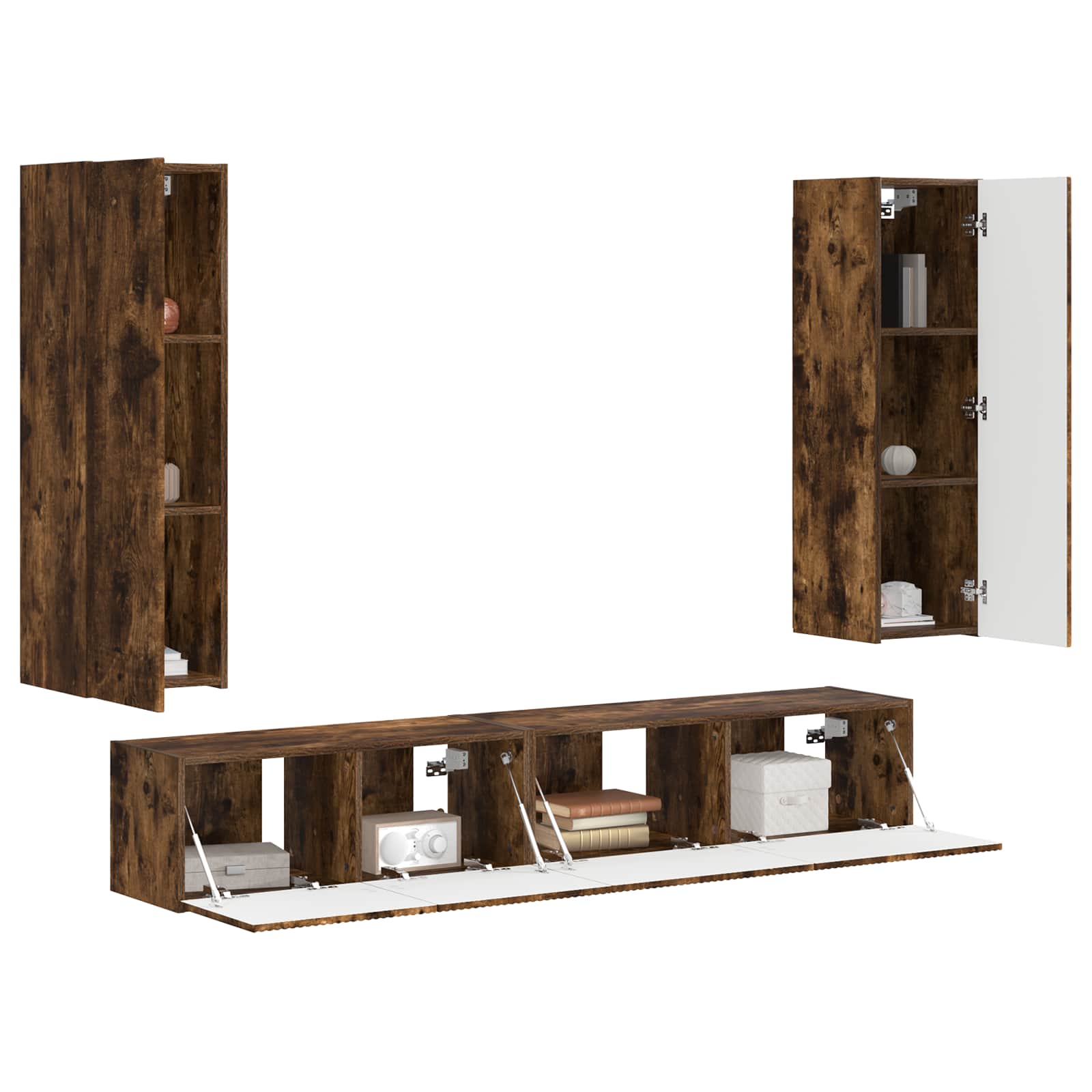 vidaXL TV Cabinet Set 3 pcs Smoked Oak Engineered Wood 3