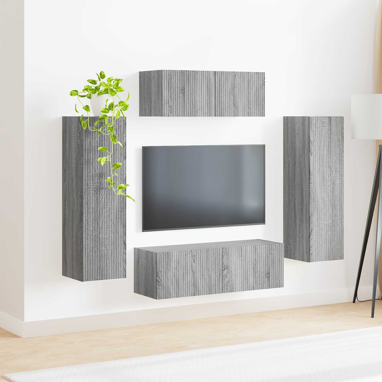 vidaXL TV Cabinet Set 3 pcs Grey Sonoma Engineered Wood 4