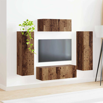 vidaXL TV Cabinet Set 3 pcs Old Wood Engineered Wood 4