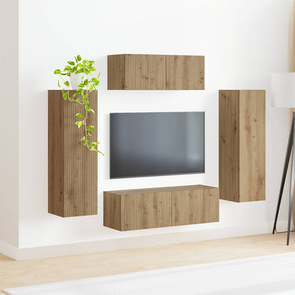 vidaXL TV Cabinet Set 3 pcs Artisan Oak Engineered Wood 4