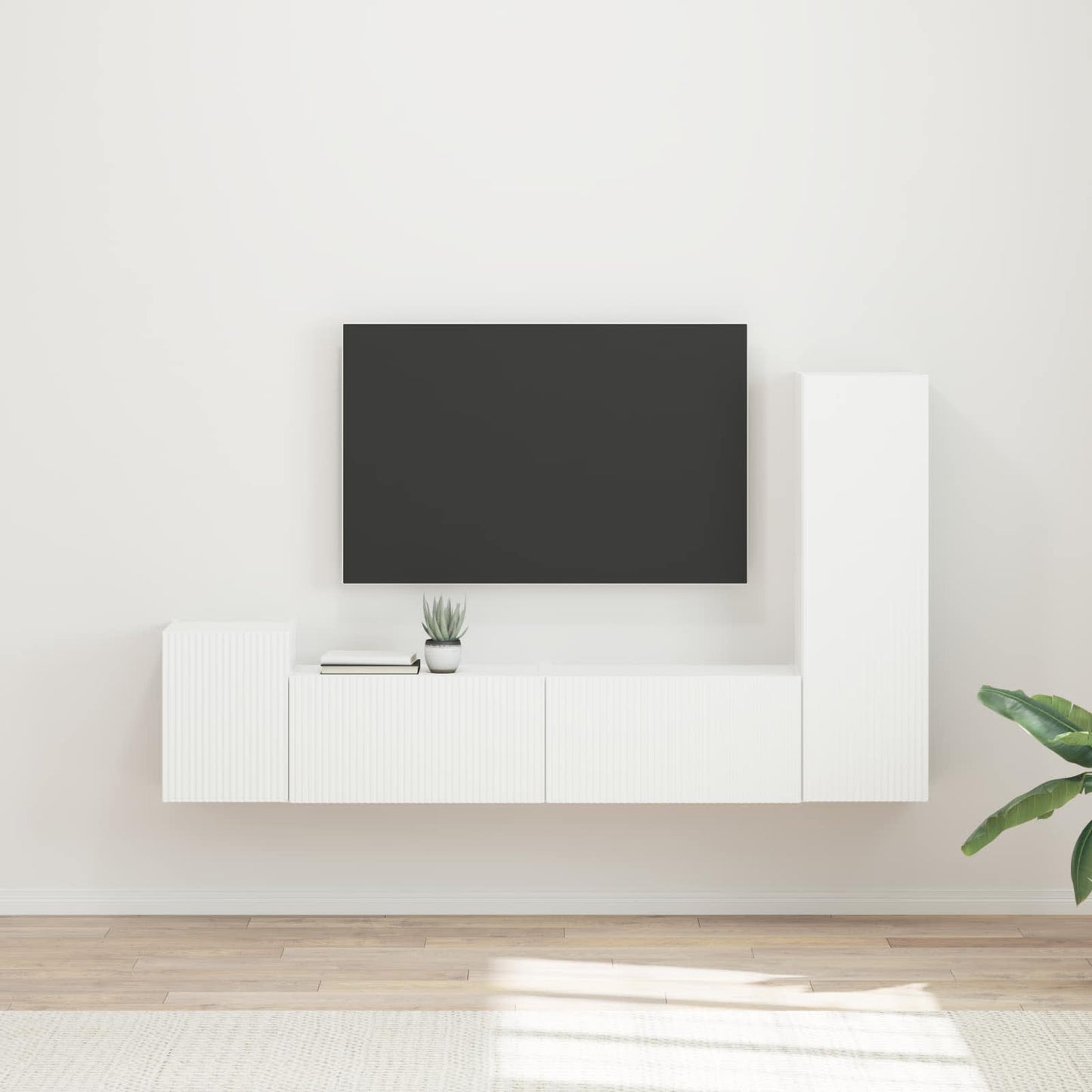 vidaXL TV Cabinet Set 4 pcs White Engineered Wood 1