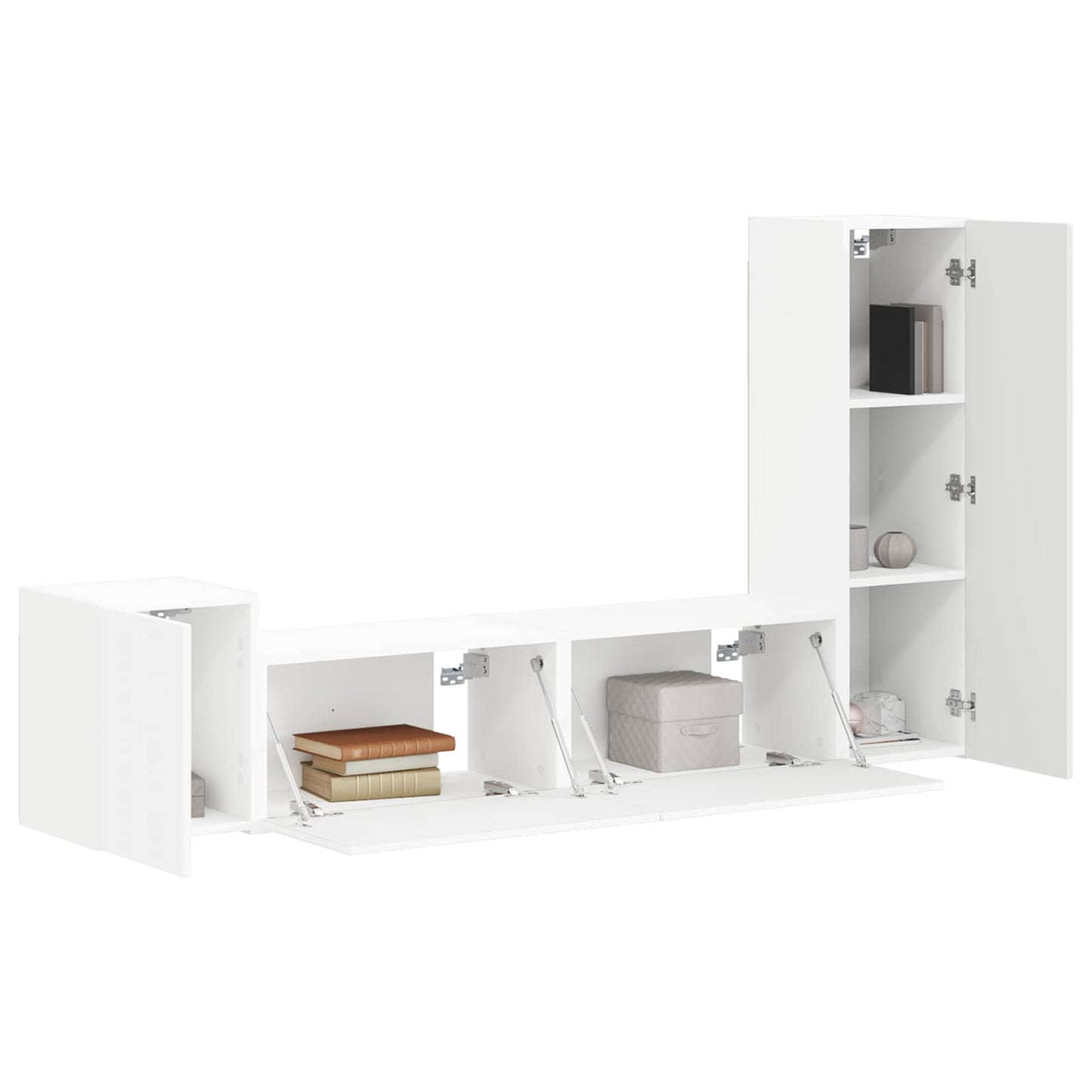 vidaXL TV Cabinet Set 4 pcs White Engineered Wood 3