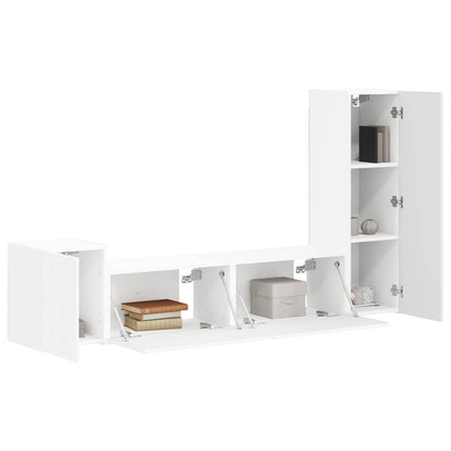 vidaXL TV Cabinet Set 4 pcs White Engineered Wood 3