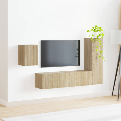 vidaXL TV Cabinet Set 4 pcs Sonoma Oak Engineered Wood 4