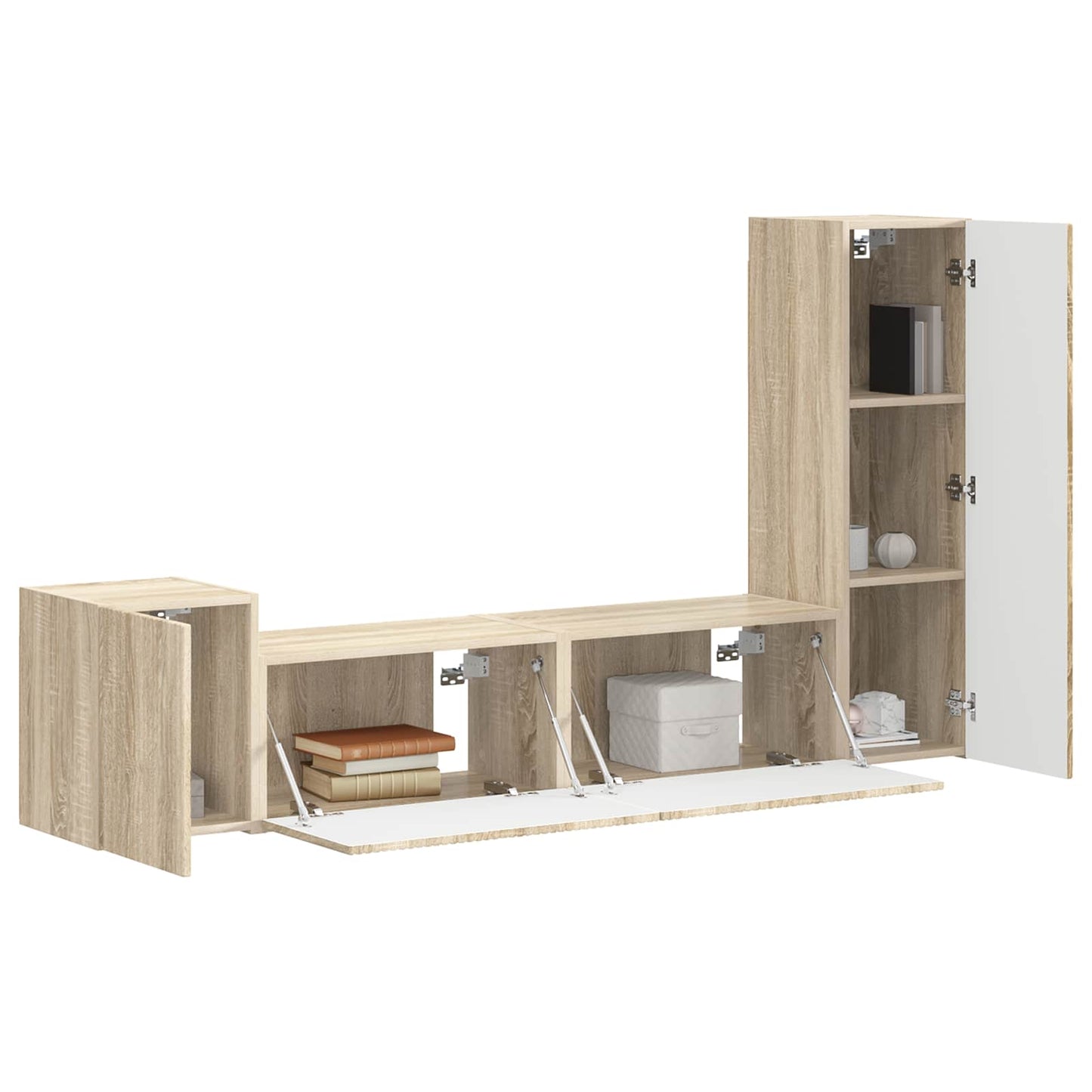 vidaXL TV Cabinet Set 4 pcs Sonoma Oak Engineered Wood 3