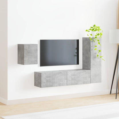 vidaXL TV Cabinet Set 4 pcs Concrete Grey Engineered Wood 4