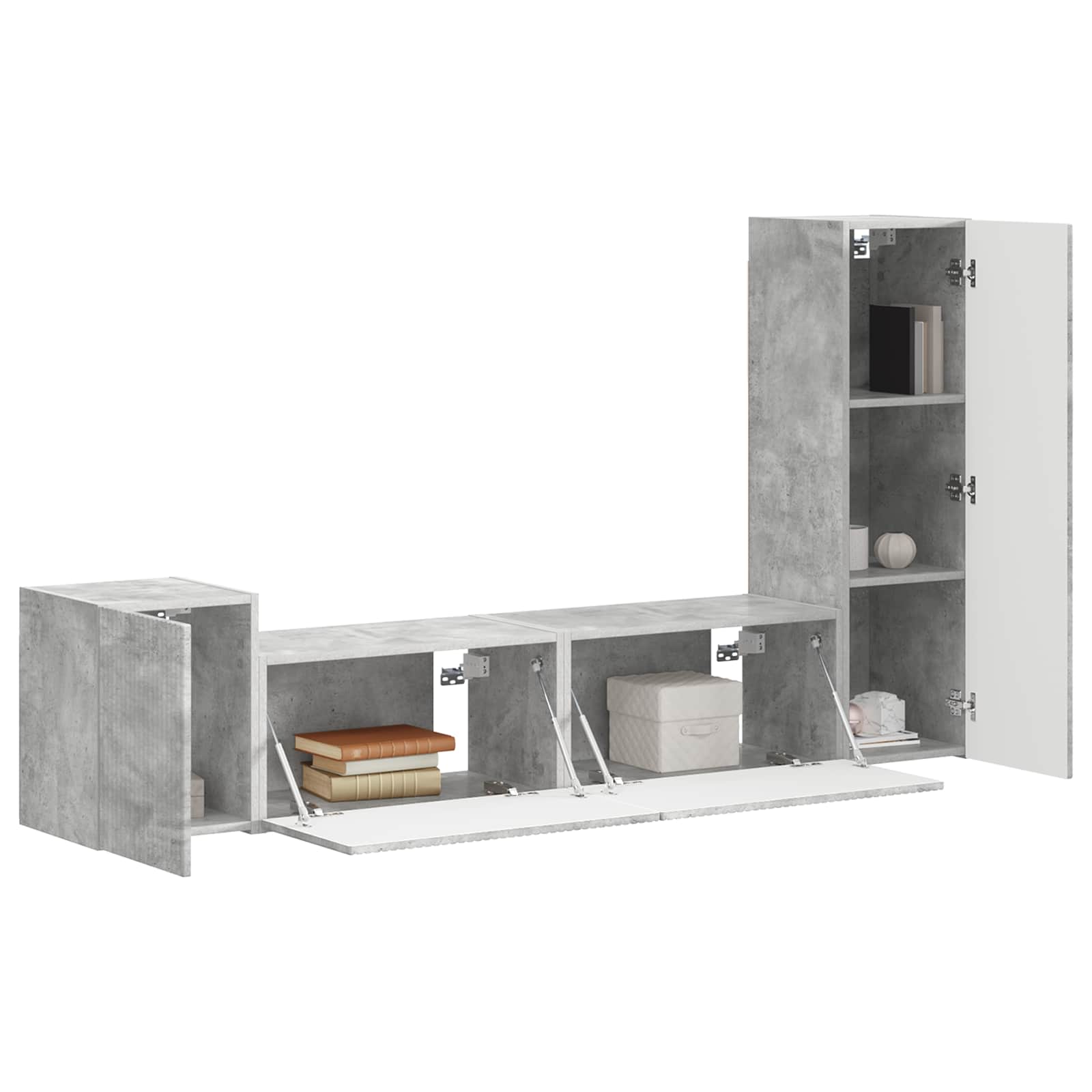 vidaXL TV Cabinet Set 4 pcs Concrete Grey Engineered Wood 3