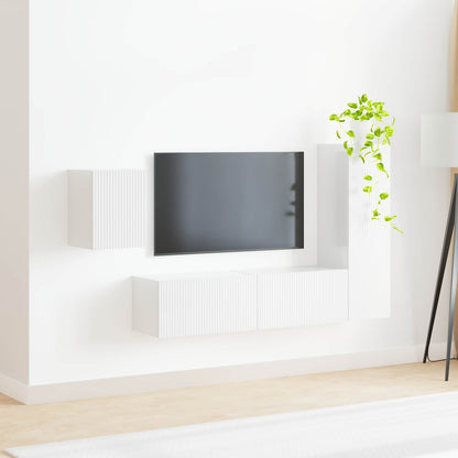 vidaXL TV Cabinet Set 4 pcs High Gloss White Engineered Wood 4